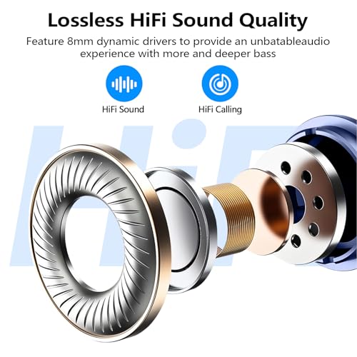 kurdene Wireless Earbuds Bluetooth 5.3 Light Weight in Ear Headphones | Premium Sound Bass Ear buds with Charging Case,Touch Control,Built in Mics Headset,Clear Calls for Sports Workout Blue - color: Blue