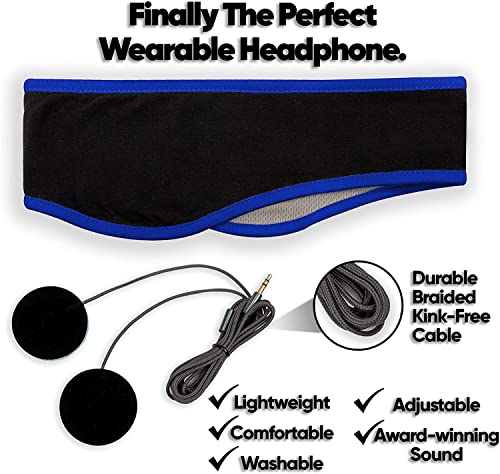 CozyPhones Sleep Headphones - Over Ear Headphones from Ultra Thin Cool Mesh Wired for Side Sleepers, Meditation, Running, Laptop, and Phone - Blue | Ultra Thin Cool Mesh Wired for Side Sleepers, Meditation, Running, Laptop, and Phone - color: Blue