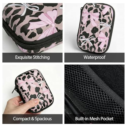 【Woyinger】 Printed EVA Hard Earbud Case Travel Organizer, Carrying Pouch for Wired & Wireless Earphones, Charging Cables, USB Flash Drives, Electronics Accessories Bag, Leopard Print - color: A1-Leopard Print
