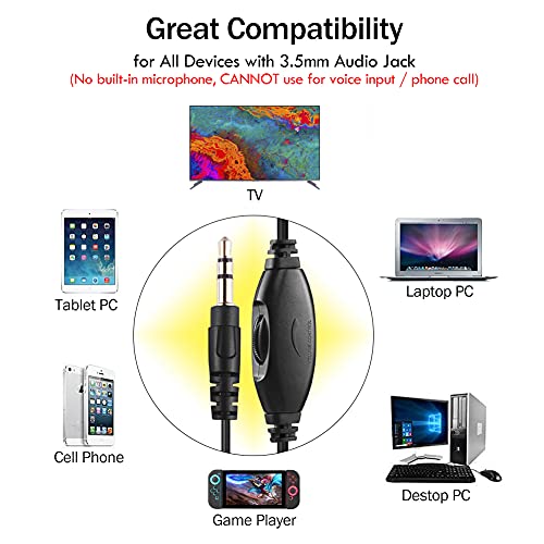 18Ft Extra Long Cord Headphones for TV Watching & PC with Volume Control | Over Ear Stereo Headset with 5.5M Extension Spring Coiled Cord, Universal 3.5mm AUX Audio, Ideal Gift for Parents & Seniors