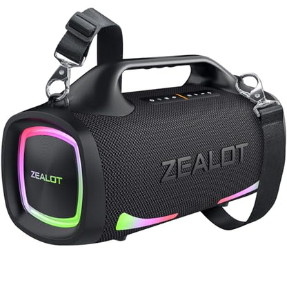 ZEALOT Bluetooth Speaker, 120W Booming Sound Speakers Wireless, Dual Pairing, XBass, 24000mAh, EQ,Fast Charge, Portable Outdoor Waterproof Speaker for Camping,Pool, Beach, and Party - color: black