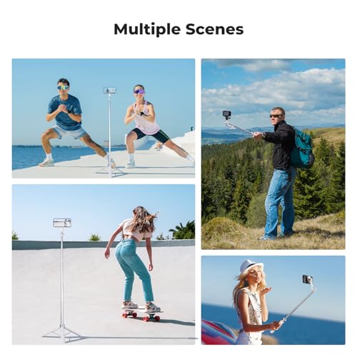 K&F CONCEPT 72" Selfie Stick for iPhone, Phone Tripod | Clip & Magnetic, Remote, 1s Open & Close, Compatible with iPhone 17-12 Osmo Pocket 4/3 Luna Ultra, X97C6 - color: White