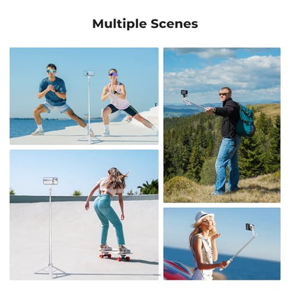 K&F CONCEPT 72" Selfie Stick for iPhone, Phone Tripod | Clip & Magnetic, Remote, 1s Open & Close, Compatible with iPhone 17-12 Osmo Pocket 4/3 Luna Ultra, X97C6 - color: White
