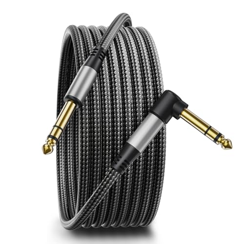 Aqdocvf Premium 1/4 Inch TRS Cable 20ft, Guitar Cord Right Angled | Noise‑Free Long‑Lasting Pro 6.35mm Stereo TRS Cable, Balanced Line for Electric Guitar, Mixer, Studio Monitor, Amp, Speaker - size: 20ft, style: 1 Pack