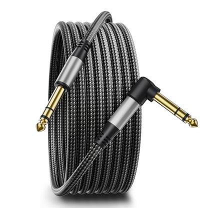 Aqdocvf Premium 1/4 Inch TRS Cable 20ft, Guitar Cord Right Angled | Noise‑Free Long‑Lasting Pro 6.35mm Stereo TRS Cable, Balanced Line for Electric Guitar, Mixer, Studio Monitor, Amp, Speaker - size: 20ft, style: 1 Pack
