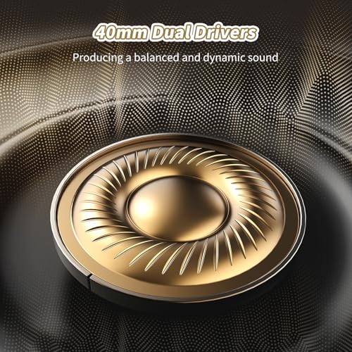 KVIDIO Bluetooth Headphones Over Ear, 65 Hours Playtime Wireless Headphones with Microphone, Foldable Lightweight Headset with Deep Bass, HiFi Stereo Sound Low Latency for Travel Work Cellphone - color: Black