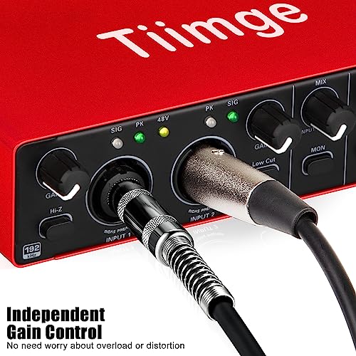 2x2 USB Audio Interface for PC, with 48V Phantom Power, 24Bit/192kHz High-Fidelity, Mic Preamplifier XLR/TSR/TS Ports, Compatible for Guitarist, Vocalist, Podcaster or Producer