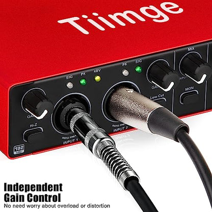 2x2 USB Audio Interface for PC, with 48V Phantom Power, 24Bit/192kHz High-Fidelity, Mic Preamplifier XLR/TSR/TS Ports, Compatible for Guitarist, Vocalist, Podcaster or Producer