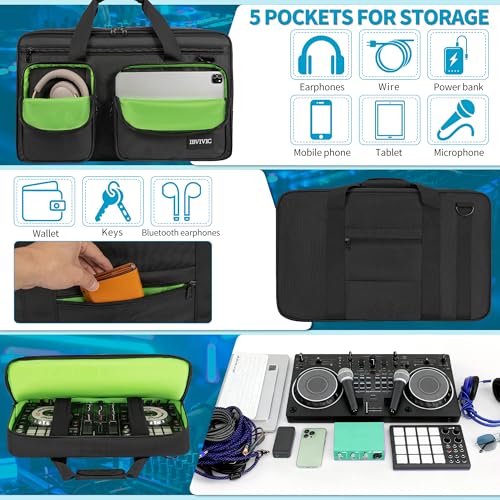 IBVIVIC DJ Controller Case Bag, Fits for DDJ-REV1/DDJ SR/SR2 | Fits Denon MC4000/Numark Mixtrack Pro FX/NVII/Mixstream Pro+/Mixstream Pro Go/NI Traktor Kontrol S4 MK3/S3 DJ Mixer Case - size: DDJ-REV1/SR/SR2