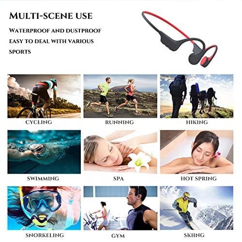 Waterproof Bone Conduction Bluetooth Headphones Ultralight Swimming Headphones IP68 Waterproof Bluetooth 5.3 Open Ear Wireless Sports Headset with MP3 Play 16G Memory for Running Swimming (Black)