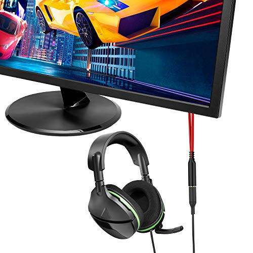 Maeline Headphone Splitter Adapter, 3.5mm Mic Cable for Computer, Headset 3.5mm Female to 2 Dual Male Microphone Audio Stereo Jack Earphones Port to Gaming Speaker PC - Red