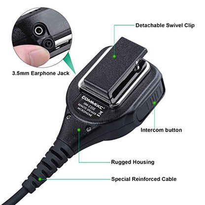 Waterproof IP55 Shoulder Mic Handheld Speaker Compatible with 2Pin Motorola | External 3.5mm Earpiece Jack, 2.5mm/3.5mm 2-Pin for Motorola Two-Way Radios