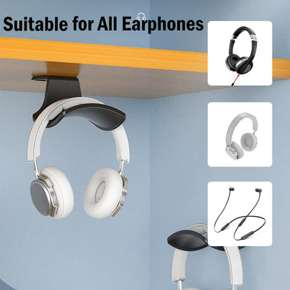 2-Pack Never Fall Headphone Hook Hanger Wall Mount Headset Holder - color: Black Z(2 Pack)