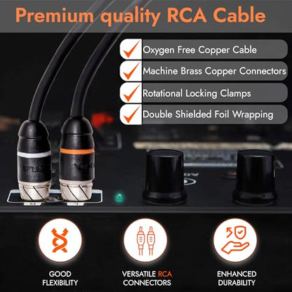 Premium Series 6ft. 2-Channel Car Audio RCA Cable – Double Shielded, Oxygen Free Copper, Noise Reducing Audio Cable for Amplifiers, Subwoofers, Speakers, and Processors – PRM6 - size: 6' (ft), style: 2-Channel