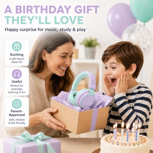 Kids Bluetooth Headphones Wireless 68 Hours,Safe Volume Limit 85/94dB | Adjustable Headband Foldable Over-Ear Lightweight for Toddler Girls Boys Tablet/iPad,HD Stereo,Built-in Mic,Light Purple - color: Light Purple