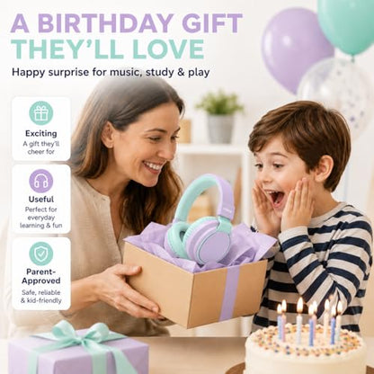Kids Bluetooth Headphones Wireless 68 Hours,Safe Volume Limit 85/94dB | Adjustable Headband Foldable Over-Ear Lightweight for Toddler Girls Boys Tablet/iPad,HD Stereo,Built-in Mic,Light Purple - color: Light Purple