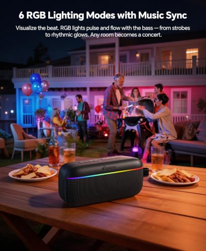 Portable Bluetooth Speaker, 60W Max with BassBoost,Waterproof and Dustproof