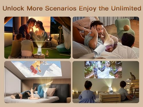[4K Supported] Mini Projector with WiFi 6 and Bluetooth 5.4, Built in Apps - color: Ivory
