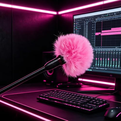 6Pcs Mini Foam Microphone Windscreens＆Furry Cover, Mic Headset Cover | Black Pink High Density Lapel Microphone Windscreen for Lavalier Microphones Noise Reduction (4pcs Foam + 2pcs Furry) - color: Black,Pink,Foam(4pcs),Furry(2pcs)