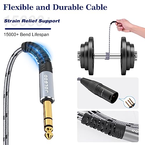 JOLGOO 1/4 Inch TRS to XLR Male Cable, Balanced 6.35mm TRS Plug to 3-pin XLR Male, Quarter inch TRS Male to XLR Male Microphone Cable, 6.6 Feet 2 Pack - size: 6.6 Feet - 2 Pack, style: 1/4 TRS Male to XLR Male