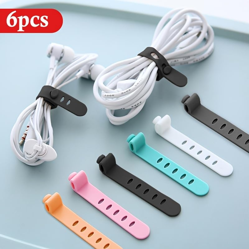 6-Piece Silicone Cable Organizer Boxes – Keep Earphones, Chargers & Cables Neat, Accessible & Tangle-Free - color: color mixing