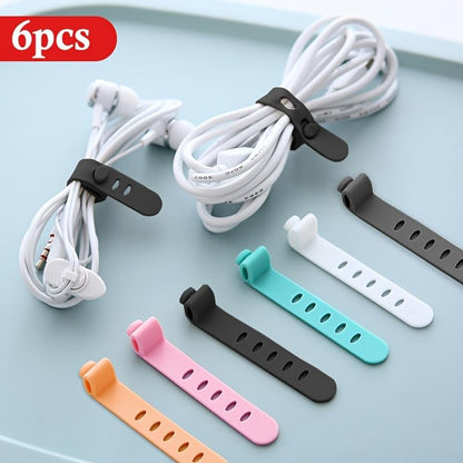 6-Piece Silicone Cable Organizer Boxes – Keep Earphones, Chargers & Cables Neat, Accessible & Tangle-Free - color: color mixing