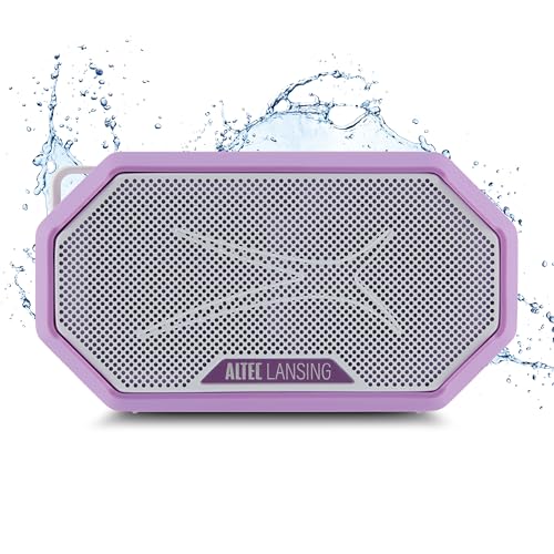 Altec Lansing Portable Bluetooth Speaker HYDRAMINI 2.0, IP67 Waterproof, Portable Speaker, 12h Playtime, Wireless Pairing, USB-C Quick Charge, Magnetic Bluetooth, Voice Assistant Integration - color: Purple/White
