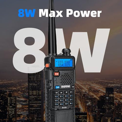 BAOFENG Radio uv5r Baofeng UV-5R |8W walkie talkies Long Range Ham Radio | Ham Radio Handheld |3800mAh Battery |Programming Cable, Tactical gear Antenna & Earpiece | Emergency, Survival gear (2-pack)