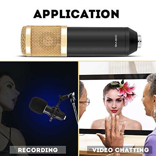 Zerone Condenser Microphone with Shock Mount USB Studio Recording Mic Cardioid Pattern Gold Plated Diaphragm for Computer Streaming Podcasting