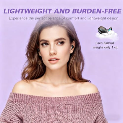 Invisible Sleep Wireless Earphone IPX5 Waterproof Purple Wireless Thin Invisible Sleep Earbuds for Side Sleepers Ear Buds Smallest Tiny Small Mini Discreet Earbud for Sleeping Invisible Headphones - color: Purple