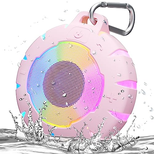 HEYSONG Waterproof Shower Bluetooth Speaker, Durable & Portable with Clear Sound, Ideal for Shower, Pool, Beach & Kayaking – Great Gifts for Girls, Women - color: Pink