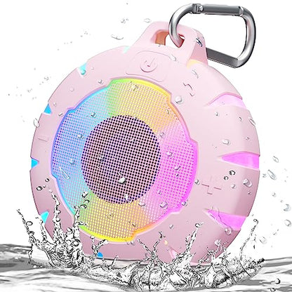 HEYSONG Waterproof Shower Bluetooth Speaker, Durable & Portable with Clear Sound, Ideal for Shower, Pool, Beach & Kayaking – Great Gifts for Girls, Women - color: Pink