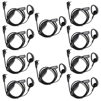 Retevis RT68 Walkie Talkie Earpiece with Mic, for RT22/RT21/H777/RT27/RT68H | Soft Earhook, 2 Pin , Compatible with Kenwood, Pxton, Baofeng BF-888S 2 Way Radio, Two Way Radio Headset(10 Pack) - style: Soft Earhook