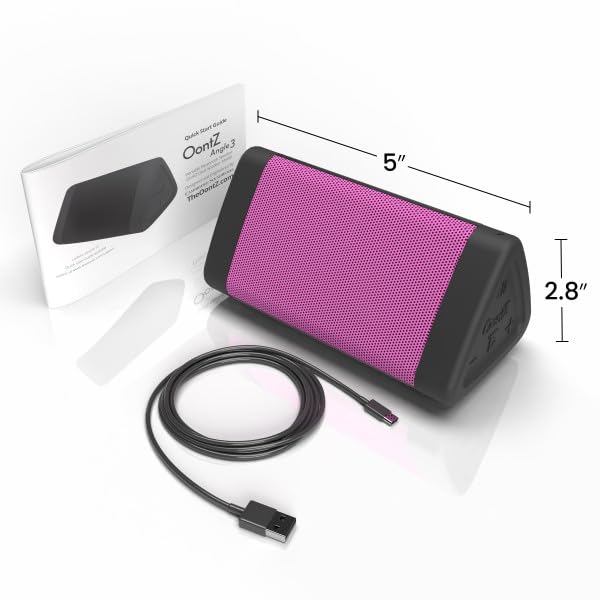 OontZ Angle 3 Gen 4 Portable Bluetooth Speaker, 12W, 24-Hour Playtime, Pink | Compact 12W Bluetooth speaker with clear sound, 24-hour playtime, 100-ft range, IPX5 waterproof, AUX Input. - color: Pink