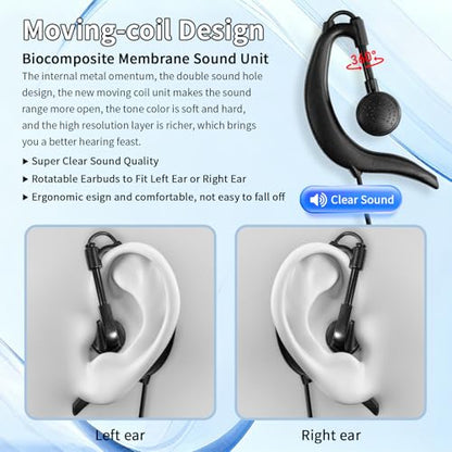 Walkie Talkie Earpiece with Mic Compatible with Baofeng UV-5R 888S, Retevis RT21 RT22 RT68 H-777 RT86, Kenwood TH-F6 F6A D7 Pxton Two Way Radios Earpiece G Shape Ear Piece for Police Radios (5 Pack) - color: GT-1