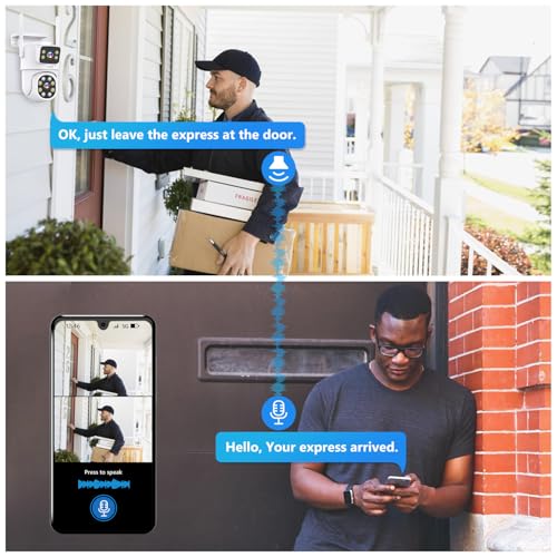 MOVOLS Wireless Security Camera System 5G/2.4G WiFi 4pcs 4MP+4MP Dual Lens Camera with 10" LCD Monitor Screen NVR System,2K HD PTZ Cameras with Color Night Version, Motion Detection,500GB HDD,10CH - style: 4 x Dual Cameras + Monitor Kit 500GB 10CH White