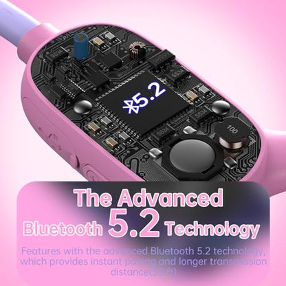 Mehomeli Kids Headphones, Bluetooth 5.2 Air Conduction Open Ear Headphones | 85dB Volume Limiting, Stereo Sound with Mic, IPX5 Waterproof, 20H Playtime, Perfect for School and Outdoor-Pink - color: PinK