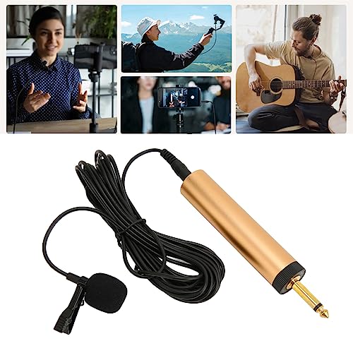 Cuifati 3.5mm Wired Lavalier Microphone Omnidirectional Condenser Mic On Lapel Mic with 16.4ft Cable and 6.5mm Adapter for Phones Cameras Computers