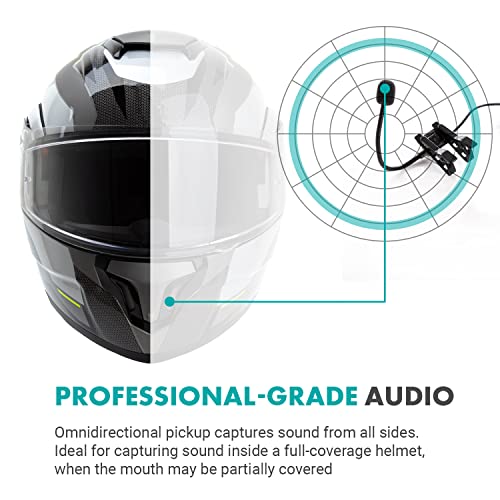 Movo ACM400 Flexible Gooseneck Omnidirectional Microphone for Motovlogging Moto Vlog Action Cam Helmet Mic - Clip on Microphone for Motorcycle Vloggers - Compatible with GoPro Media Mod