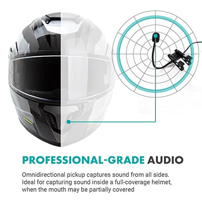 Movo ACM400 Flexible Gooseneck Omnidirectional Microphone for Motovlogging Moto Vlog Action Cam Helmet Mic - Clip on Microphone for Motorcycle Vloggers - Compatible with GoPro Media Mod