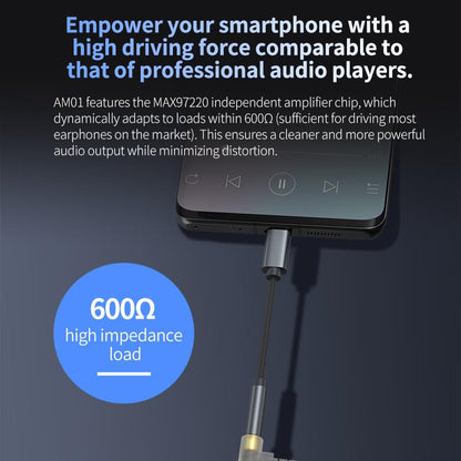 Portable DAC Decoding Amplifier KZ AM01, Female 3.5mm to Type C Amplifier Adapter Cable for KZ HiFi Headphone Earphone Earbud