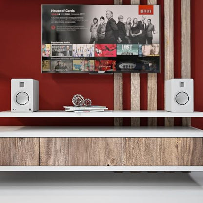 Kanto TUK Powered Speaker with Headphone Out | Built-in USB DAC | Dedicated RCA with Phono Pre-amp | Bluetooth | AMT Tweeter | 5.25" Driver | Pair | Matte White - color: Matte White