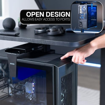 VIVO Adjustable Clamp-on Desk Leg Large PC Mount, Under Desk CPU Storage, Computer Case Holder with Tool-Free Installation, Black, Mount-PCLC1 - size: Large
