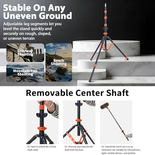 Photography Light Stand, 6.5ft Adjustable Reverse Folding Tripod Stand - color: 0range