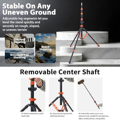 Photography Light Stand, 6.5ft Adjustable Reverse Folding Tripod Stand - color: 0range
