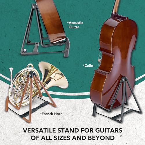 K&M - König & Meyer 17580.014.55 - Heli 2 Guitar Stand - Folding A-Frame for Acoustic Guitars - Adjustable and Collapsible – Sturdy and Durable - Professional Choice - German Made - Black - color: Black