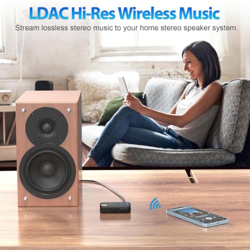 1Mii LDAC Bluetooth Aux Adapter for Car, Bluetooth Car Receiver | Volume Control, 10H Battery Life, Hands Free Calls, Wireless Audio Receiver for Home Stereo/Wired Headphones/Speaker - style: ML100Pro (Upgrade)