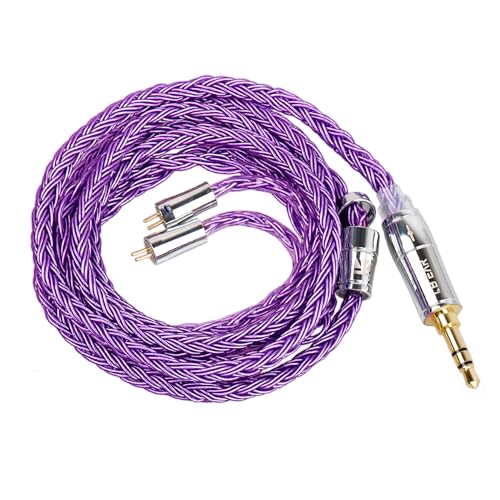 keephifi KBEAR ST18 Colorful IEM Cable Single Crystal Copper Silver-Plated Upgrade in Ear Monitor Cable with 3.5mm Gold-Plated Plug for KZ ZST/ZSN Pro/AS10/ZS10 PRO/ES4 (2PIN, Purple, 3.5MM Plug)