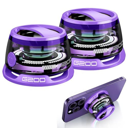 2 Pcs G200 Magnetic Bluetooth Speaker - Multifunctional Portable Mini Speakers with RGB Light, 3D Surround Sound, 7H Playtime, Phone Stand for iPhone Android, Gifts for Teens, Purple - color: 2pcs purple