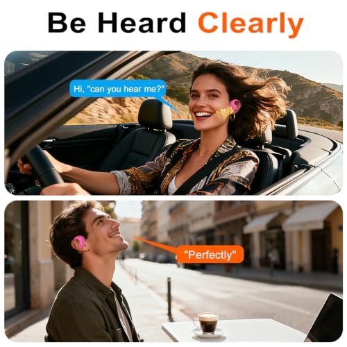 kurdene Open Ear Buds Wireless Earbuds 5.4 Bluetooth Headphones | Deep Bass Sound,smart Touch Control,60Hrs Playtime Earphone with Earhooks for Running, Meeting, Workout-Hot Pink - color: Hot Pink